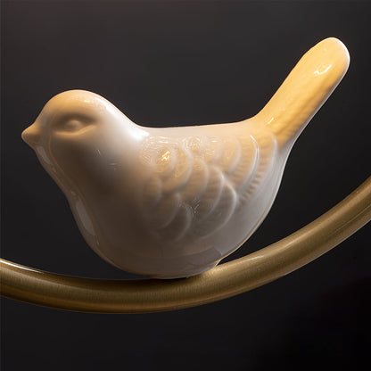 C-Shape Curved Ceiling Light with Bird Figurine
