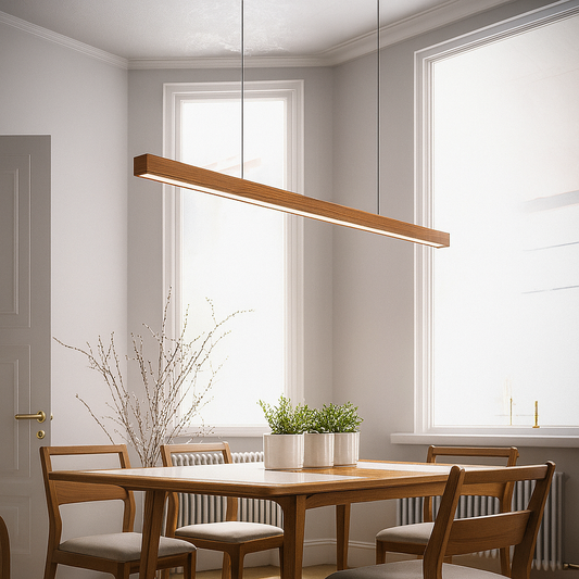 Linear Wooden Ceiling Pendant Light