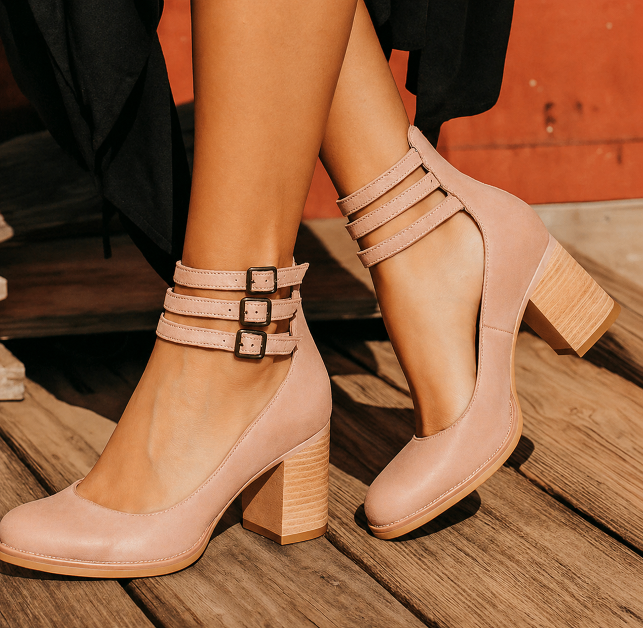 Triple Buckle Ankle Sandals