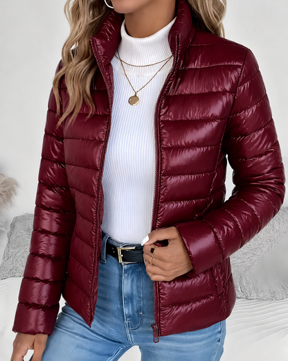 Women's Stand Collar Cropped Lightweight Puffer Jacket