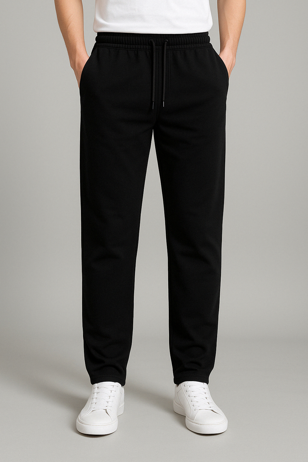 Drawstring Elastic Waist Straight Trouser