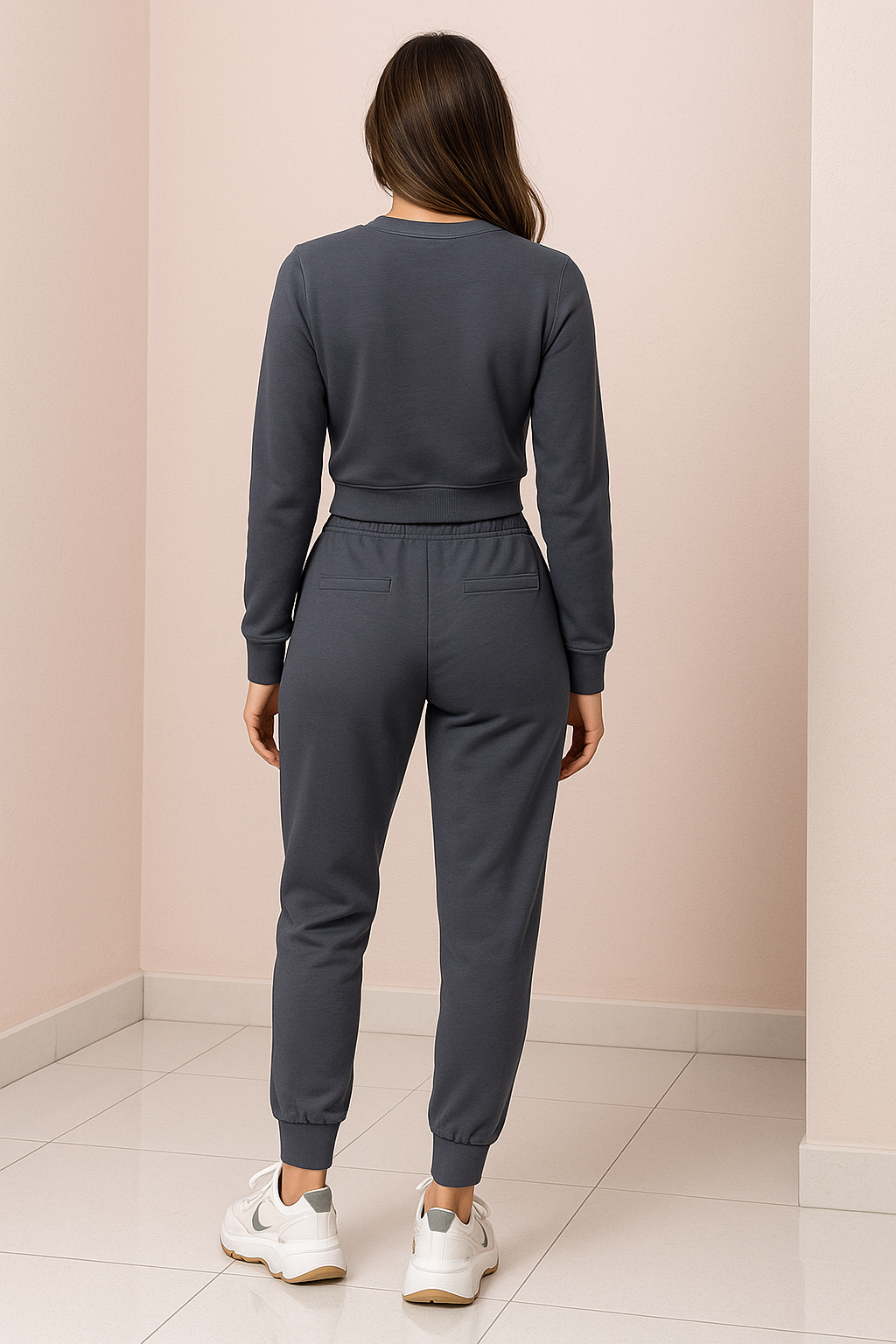 Crew Neck Long Sleeve Cropped Cardigan Sweater Set For Women