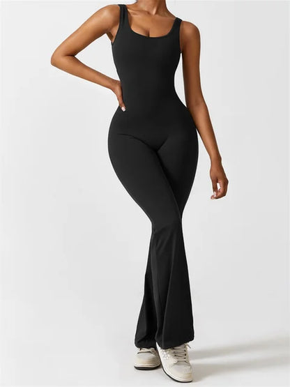Sleeveless Cut-Out Back Flared Jumpsuit