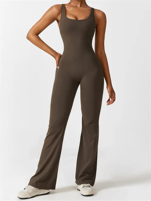 Sleeveless Cut-Out Back Flared Jumpsuit