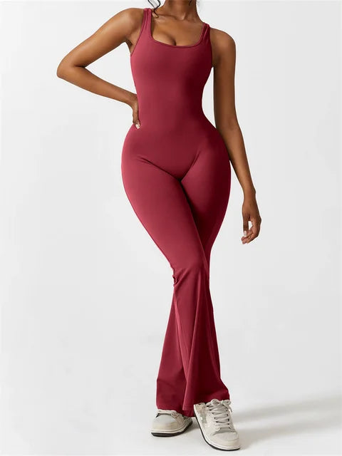 Sleeveless Cut-Out Back Flared Jumpsuit