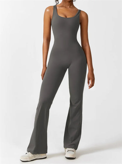 Sleeveless Cut-Out Back Flared Jumpsuit
