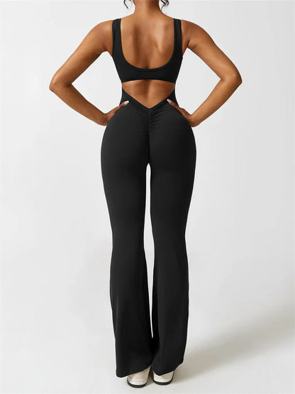 Sleeveless Cut-Out Back Flared Jumpsuit