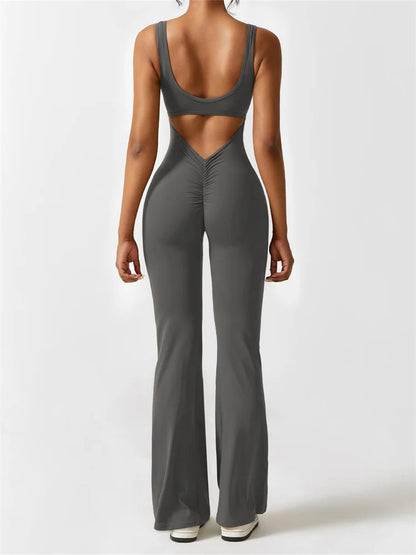 Sleeveless Cut-Out Back Flared Jumpsuit