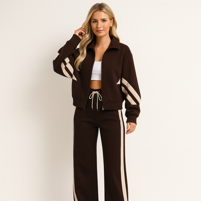 Drawstring Collared Tracksuit Set