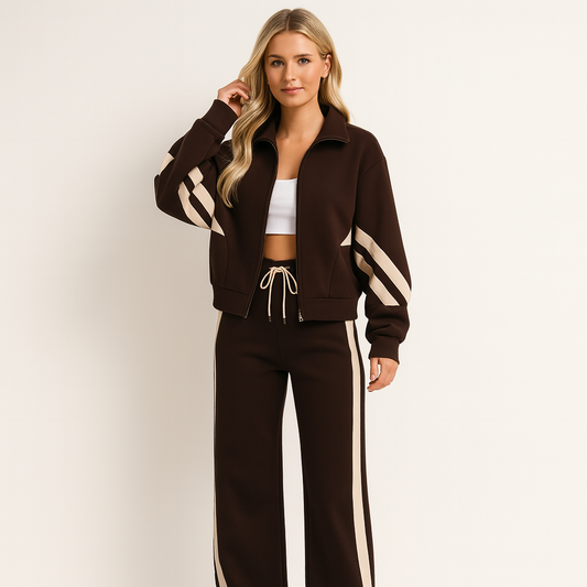Drawstring Collared Tracksuit Set
