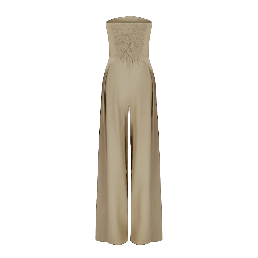 Sleeveless Strapless Fitted High Waist Wide Leg Jumpsuit