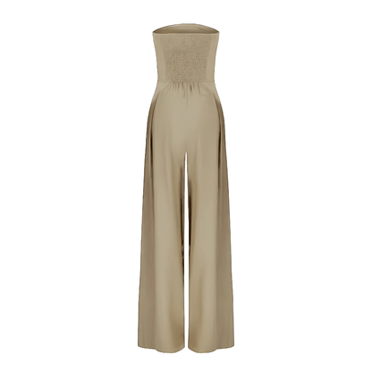 Sleeveless Strapless Fitted High Waist Wide Leg Jumpsuit