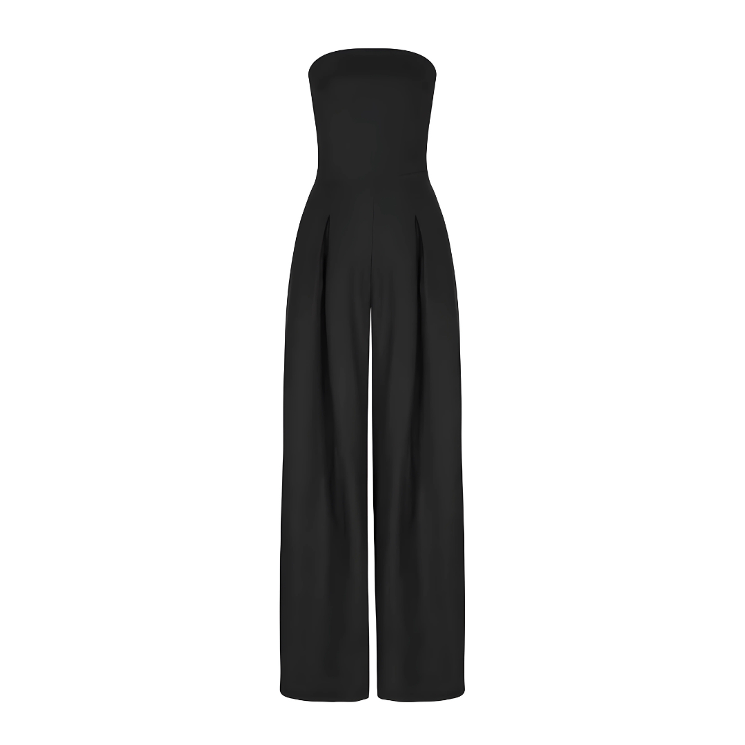 Sleeveless Strapless Fitted High Waist Wide Leg Jumpsuit