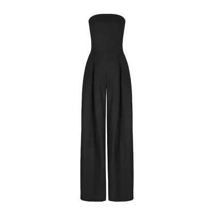 Sleeveless Strapless Fitted High Waist Wide Leg Jumpsuit
