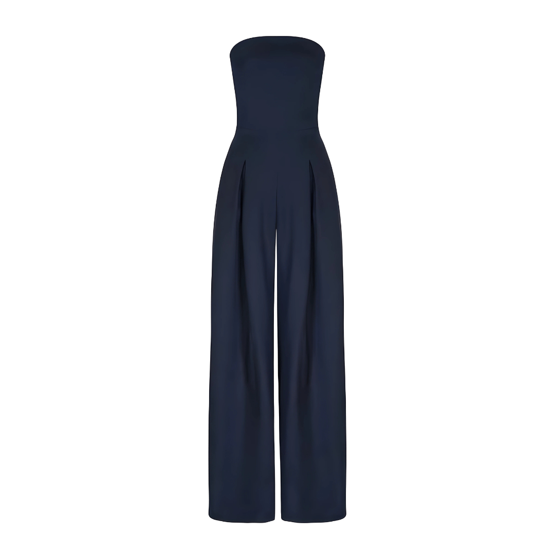 Sleeveless Strapless Fitted High Waist Wide Leg Jumpsuit