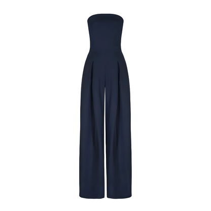 Sleeveless Strapless Fitted High Waist Wide Leg Jumpsuit