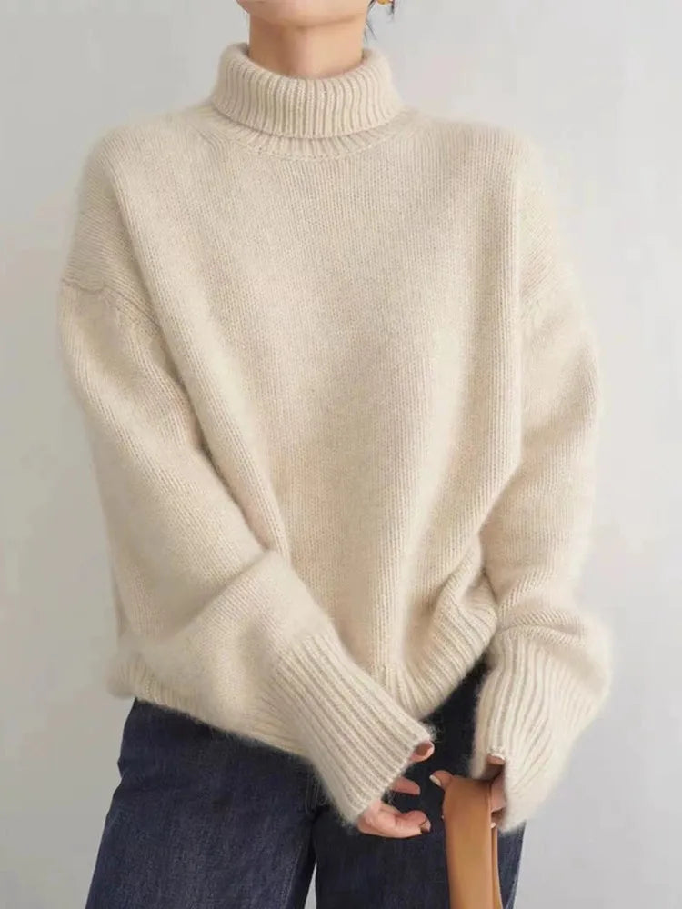Women's High Neck Long Sleeve Long Sweater
