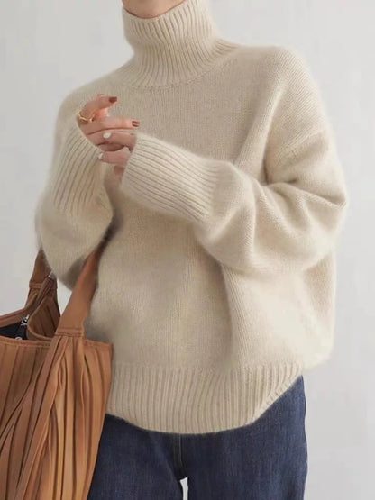 Women's High Neck Long Sleeve Long Sweater
