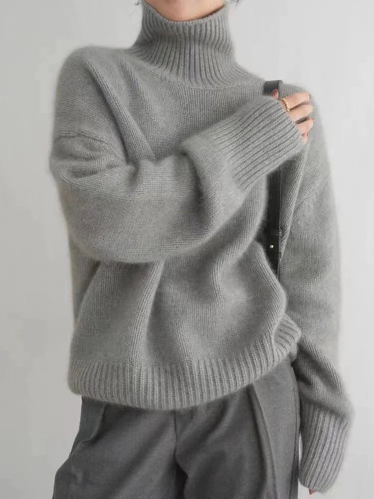 Women's High Neck Long Sleeve Long Sweater