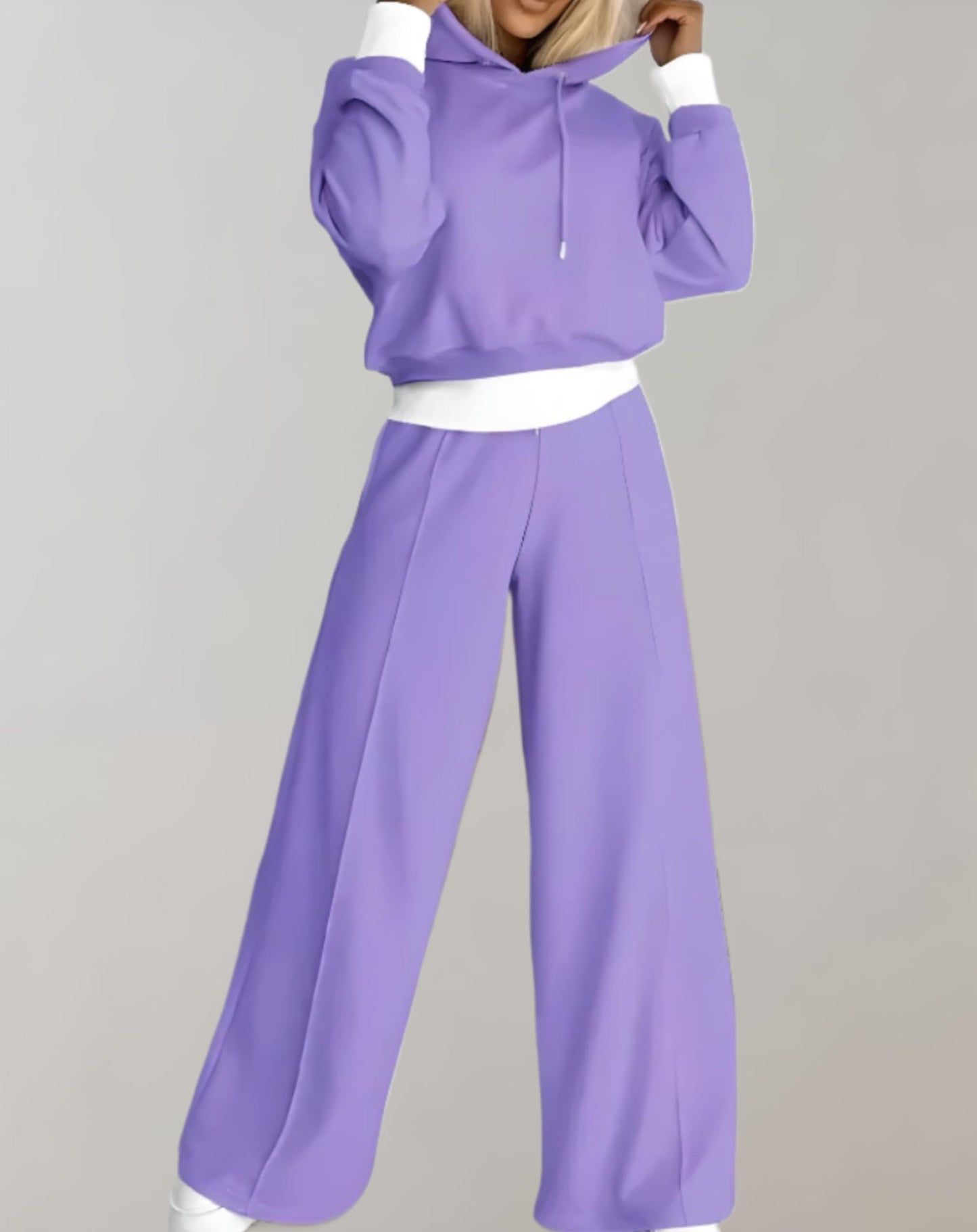 Cropped Hoodie and Wide Leg Trouser Loungewear Set