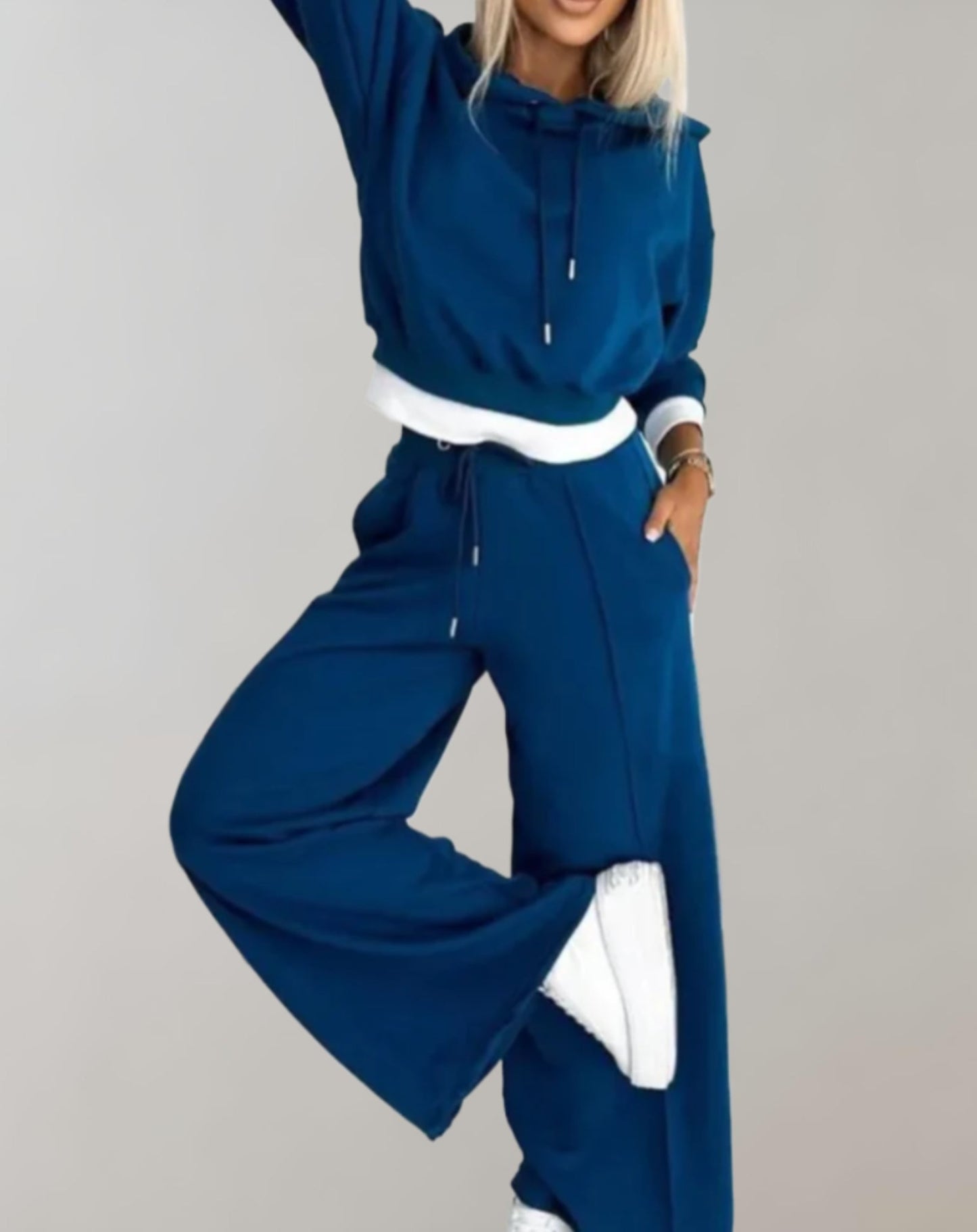 Cropped Hoodie and Wide Leg Trouser Loungewear Set