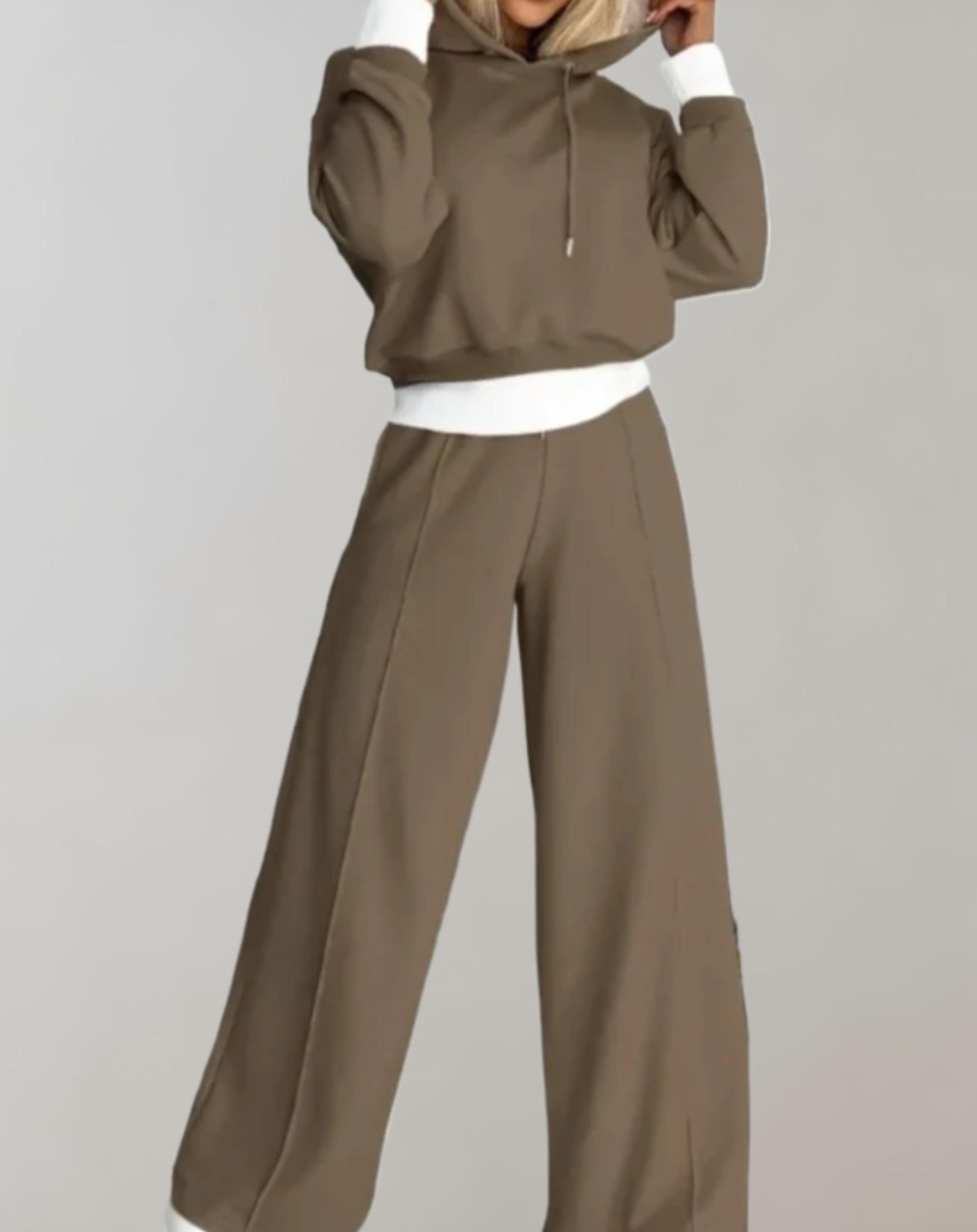 Cropped Hoodie and Wide Leg Trouser Loungewear Set