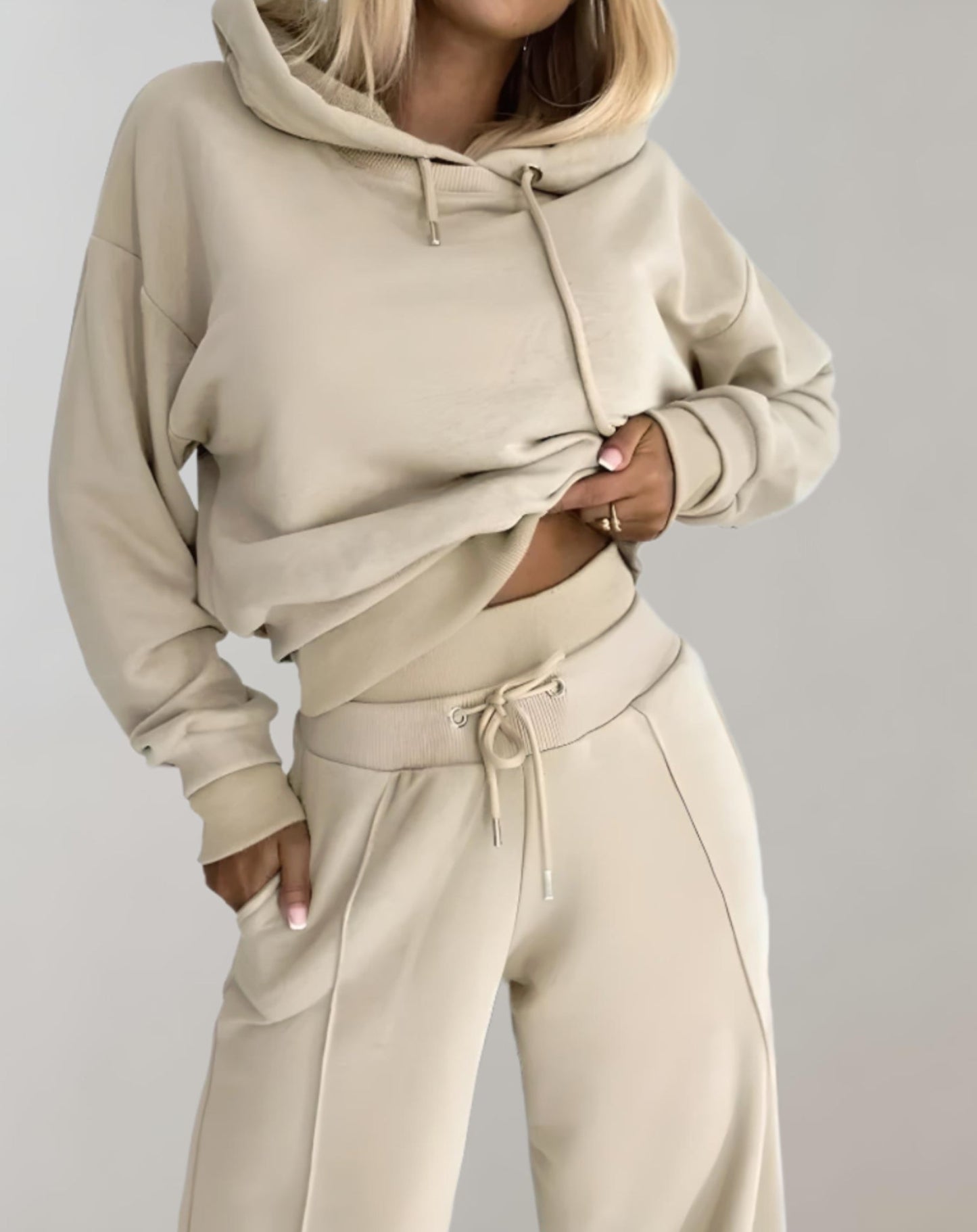 Cropped Hoodie and Wide Leg Trouser Loungewear Set