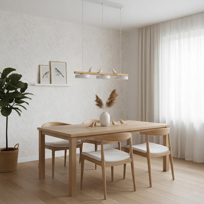 Parallel Beam Pendant Lamp with Bird Figures