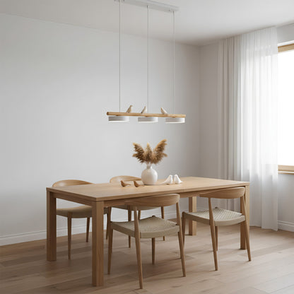 Parallel Beam Pendant Lamp with Bird Figures
