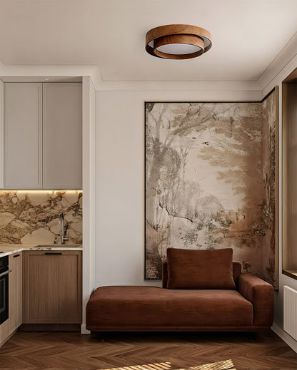 Dual Tiered Cylindrical Flush Mount Ceiling Light