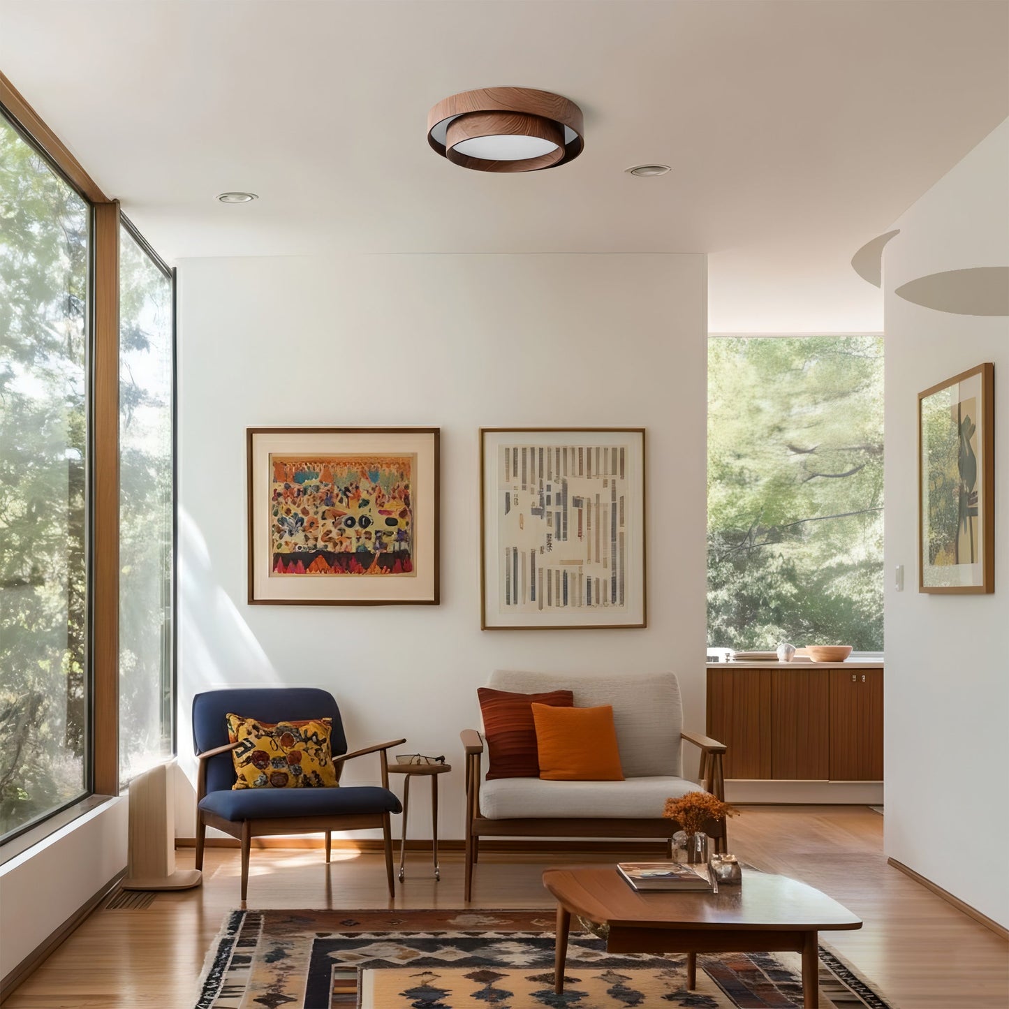 Dual Tiered Cylindrical Flush Mount Ceiling Light