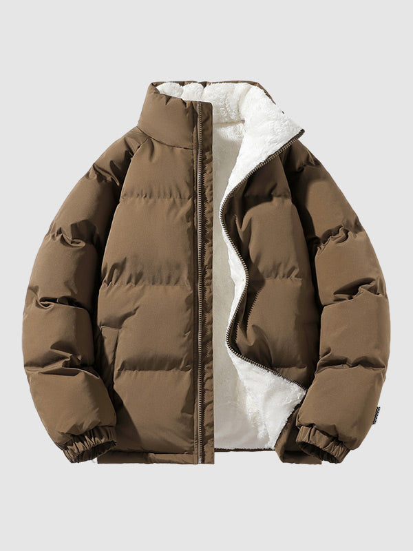 Stand Collar Puffer Jacket For Men
