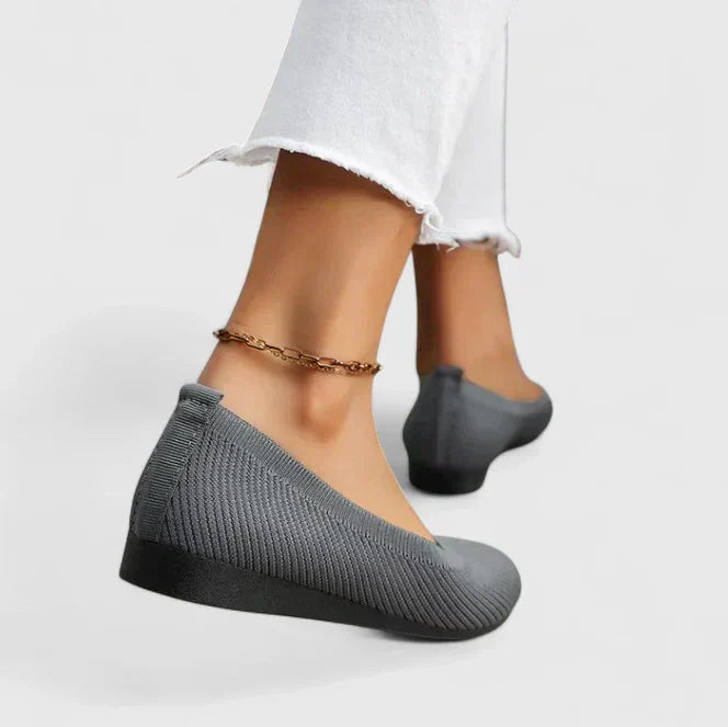 Rounded Toe Slip On Mesh Flat Shoes
