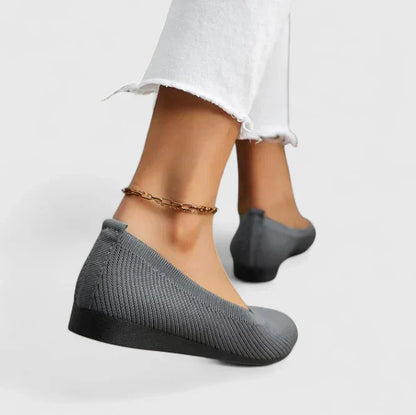 Rounded Toe Slip On Mesh Flat Shoes