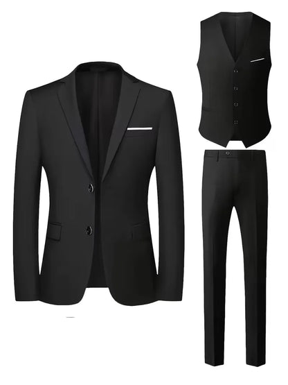 Slim Fit Notched Lapel Three Piece Suit Set