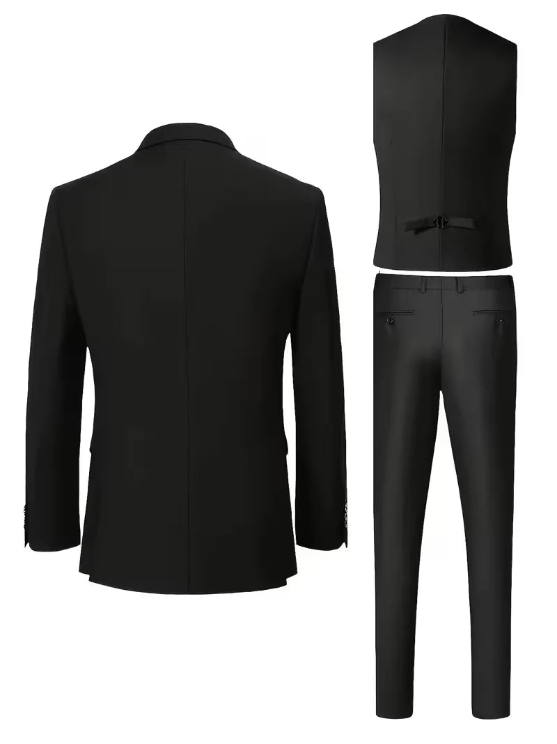 Slim Fit Notched Lapel Three Piece Suit Set