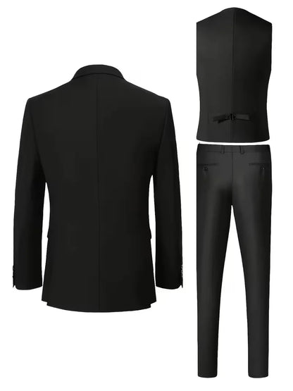 Slim Fit Notched Lapel Three Piece Suit Set