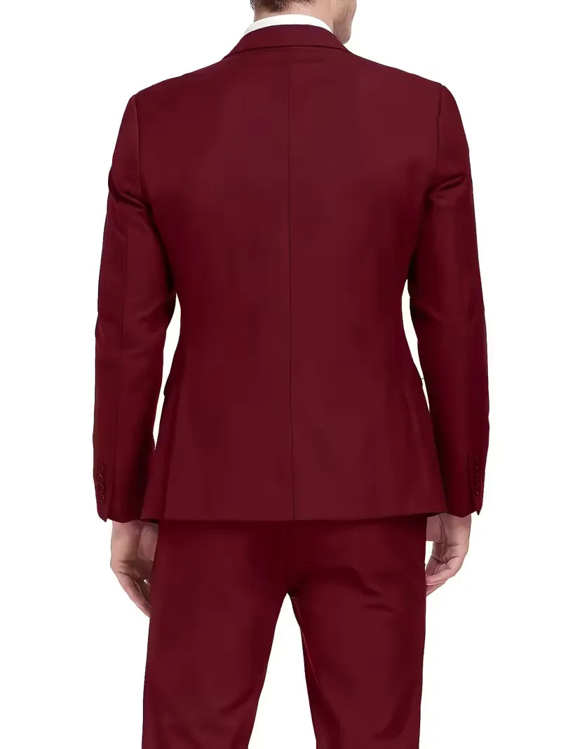Slim Fit Notched Lapel Three Piece Suit Set