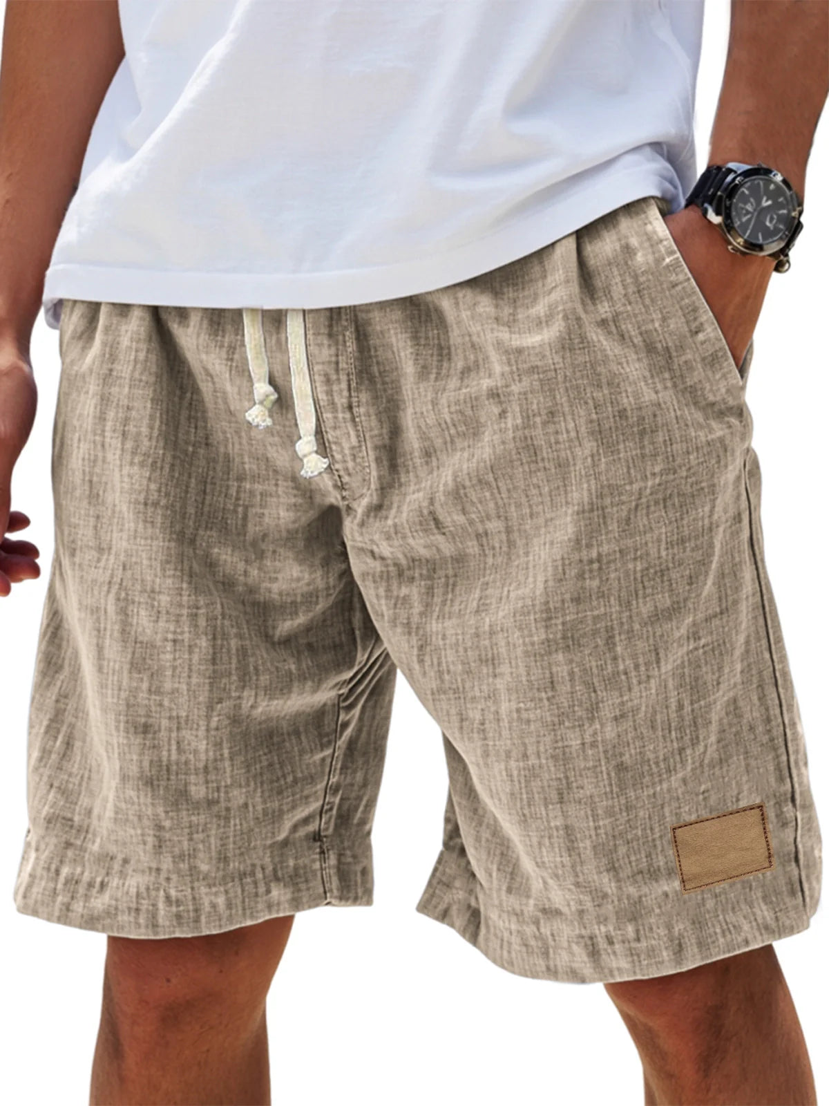 Drawstring Elasticated Patched Pocketed Loose Shorts