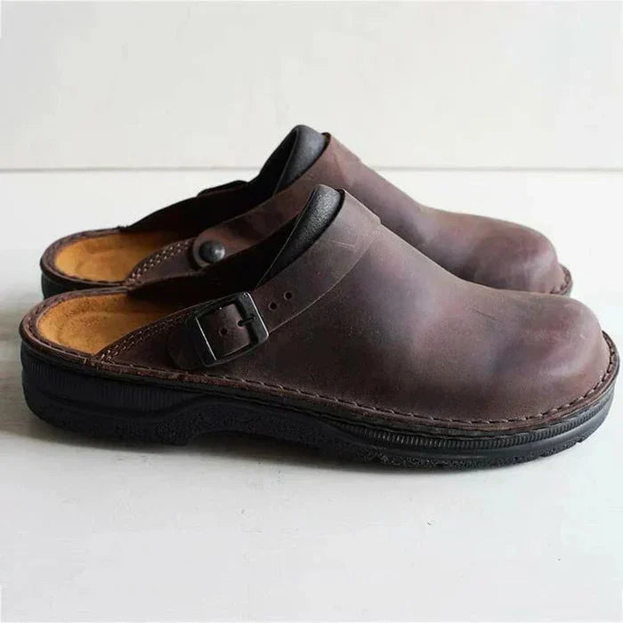 Slip On Contrast Collar Exposed Stitching Flat Sandals