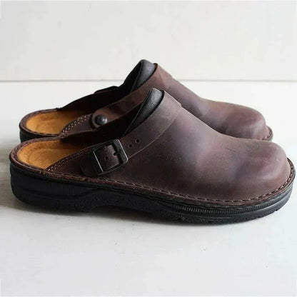Slip On Contrast Collar Exposed Stitching Flat Sandals