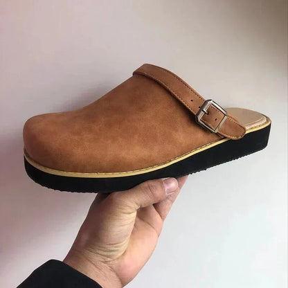 Slip On Contrast Collar Exposed Stitching Flat Sandals