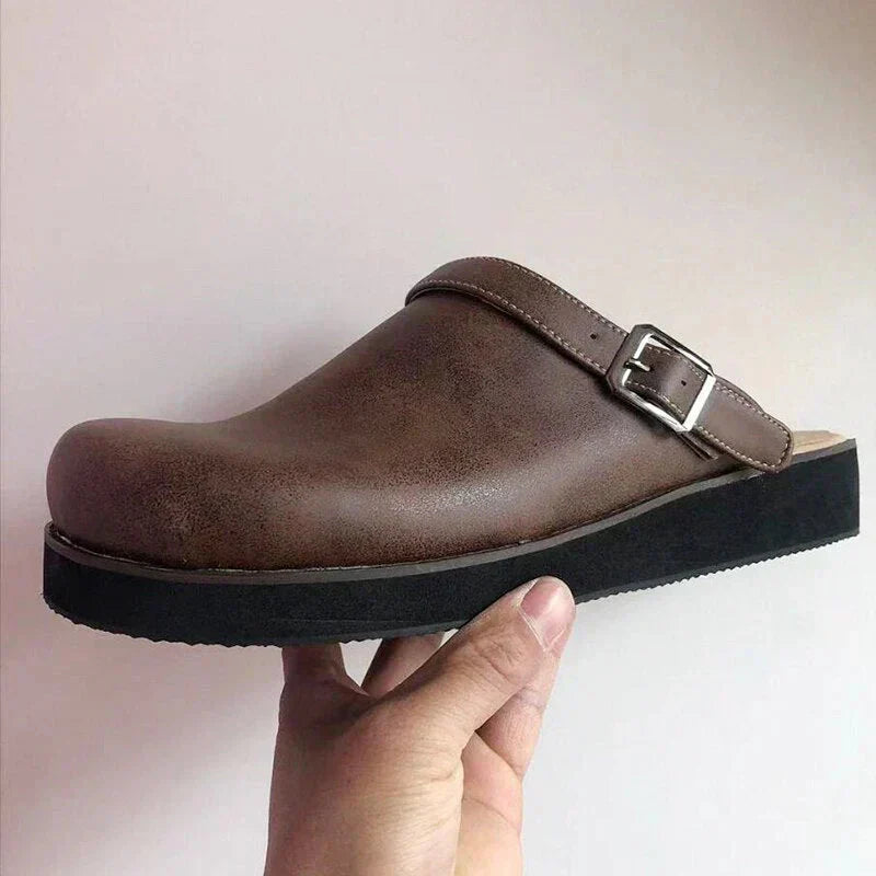 Slip On Contrast Collar Exposed Stitching Flat Sandals