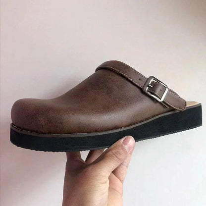 Slip On Contrast Collar Exposed Stitching Flat Sandals