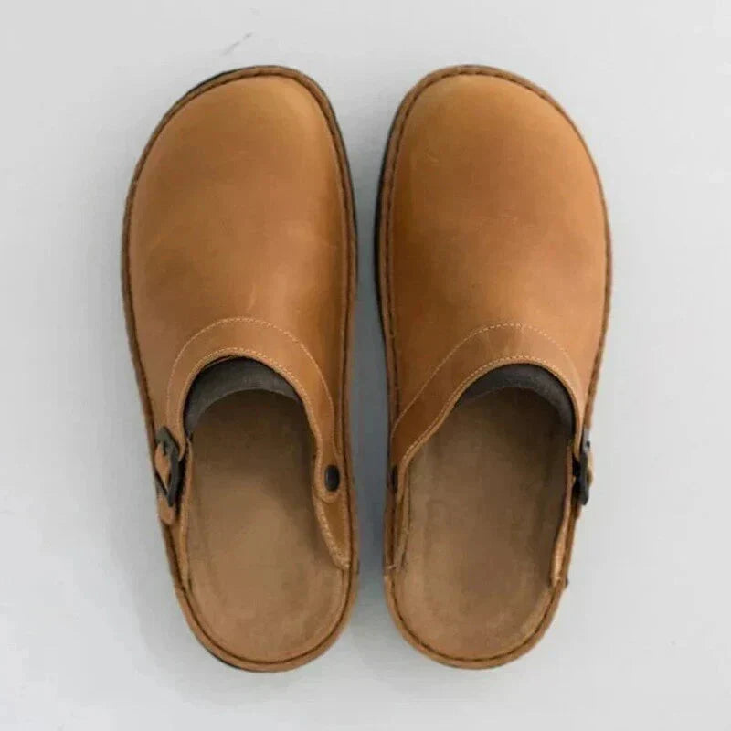 Slip On Contrast Collar Exposed Stitching Flat Sandals