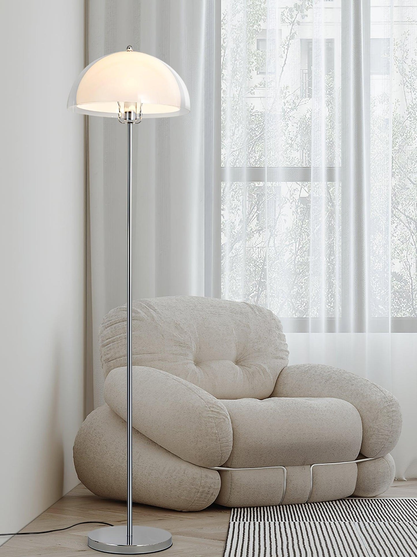 Double-Layer Dome Shade Floor Lamp