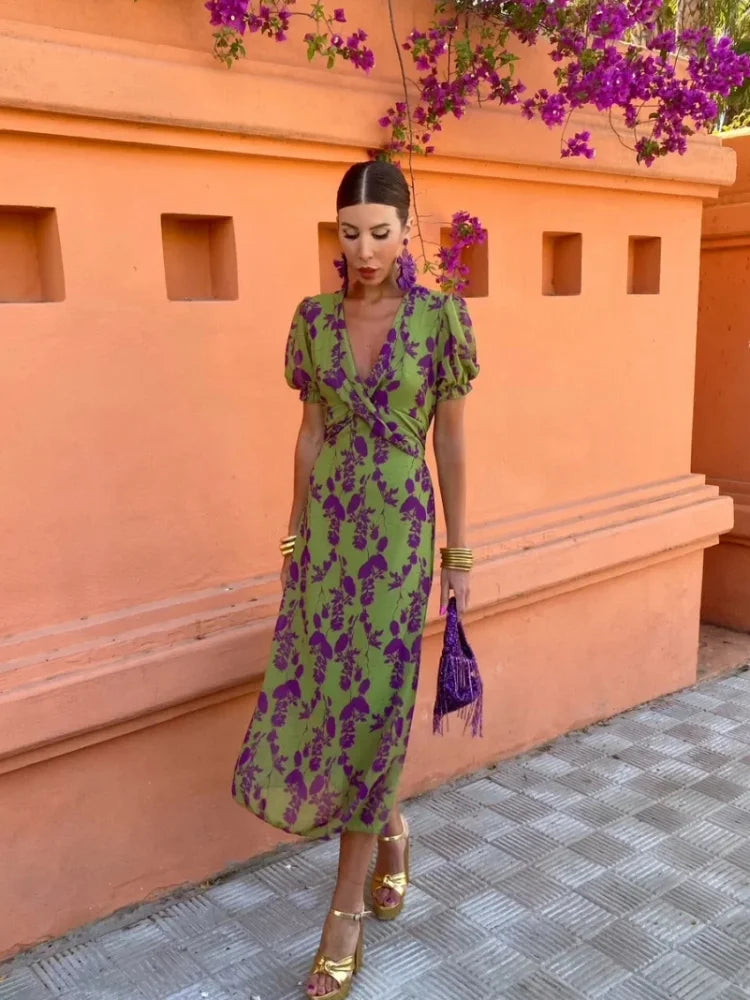 V-Neck Floral Dress