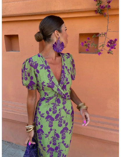 V-Neck Floral Dress