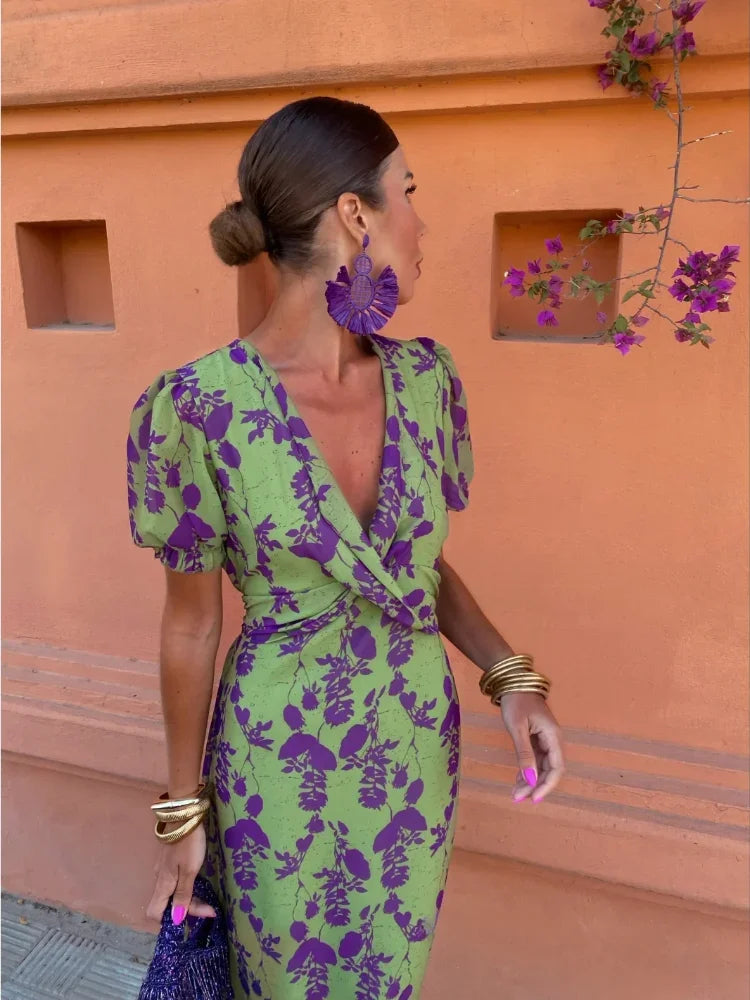 V-Neck Floral Dress
