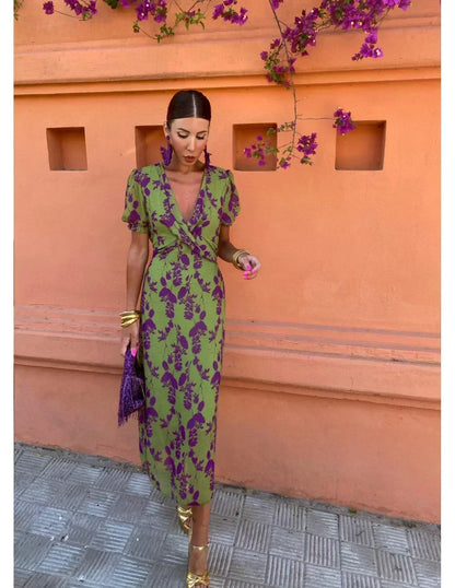 V-Neck Floral Dress